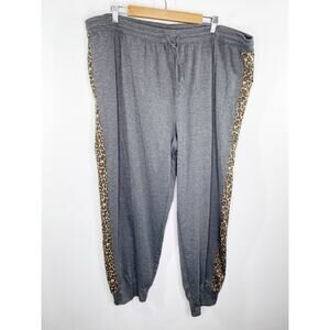 Splendid Grey‎ Animal Print Drawstring Jogger Sweatpants Women's Plus Size 3X